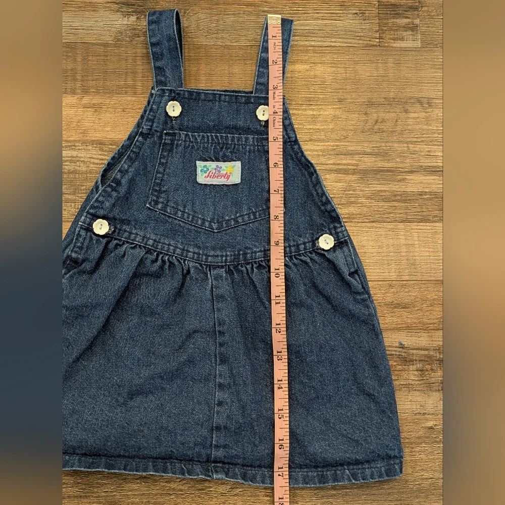 Vintage Liberty Girls Denim Overalls Jumper Dress USA Made 100% Cotton Sz 2T